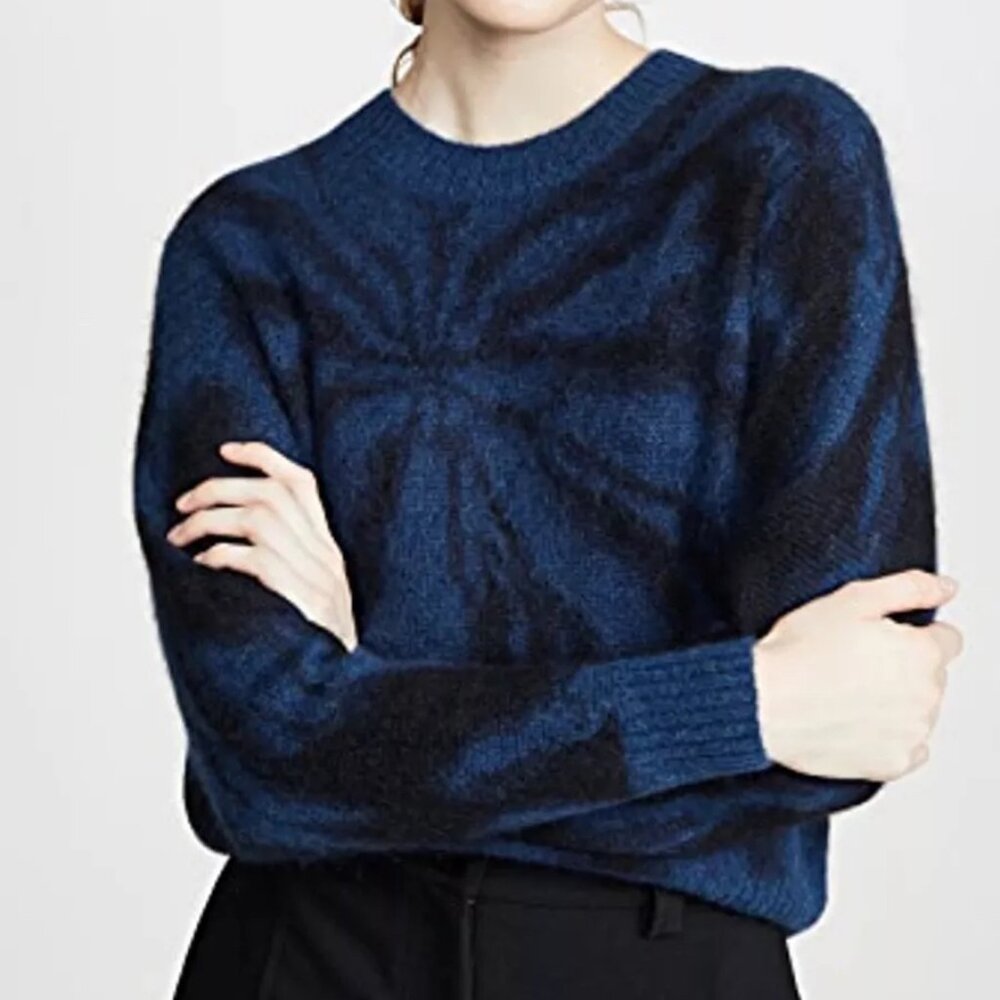 Vince | Tie Dye Alpaca/Mohair Navy Crew Neck | S